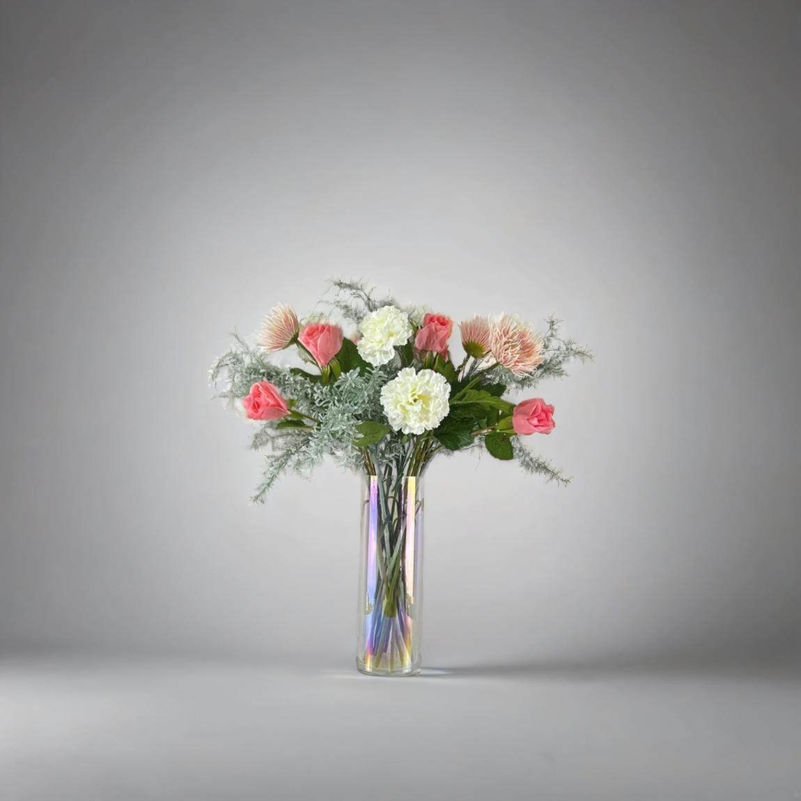 Roses, Carnations and Chrysanthemum in a Lustre Cylinder Vase main product photo