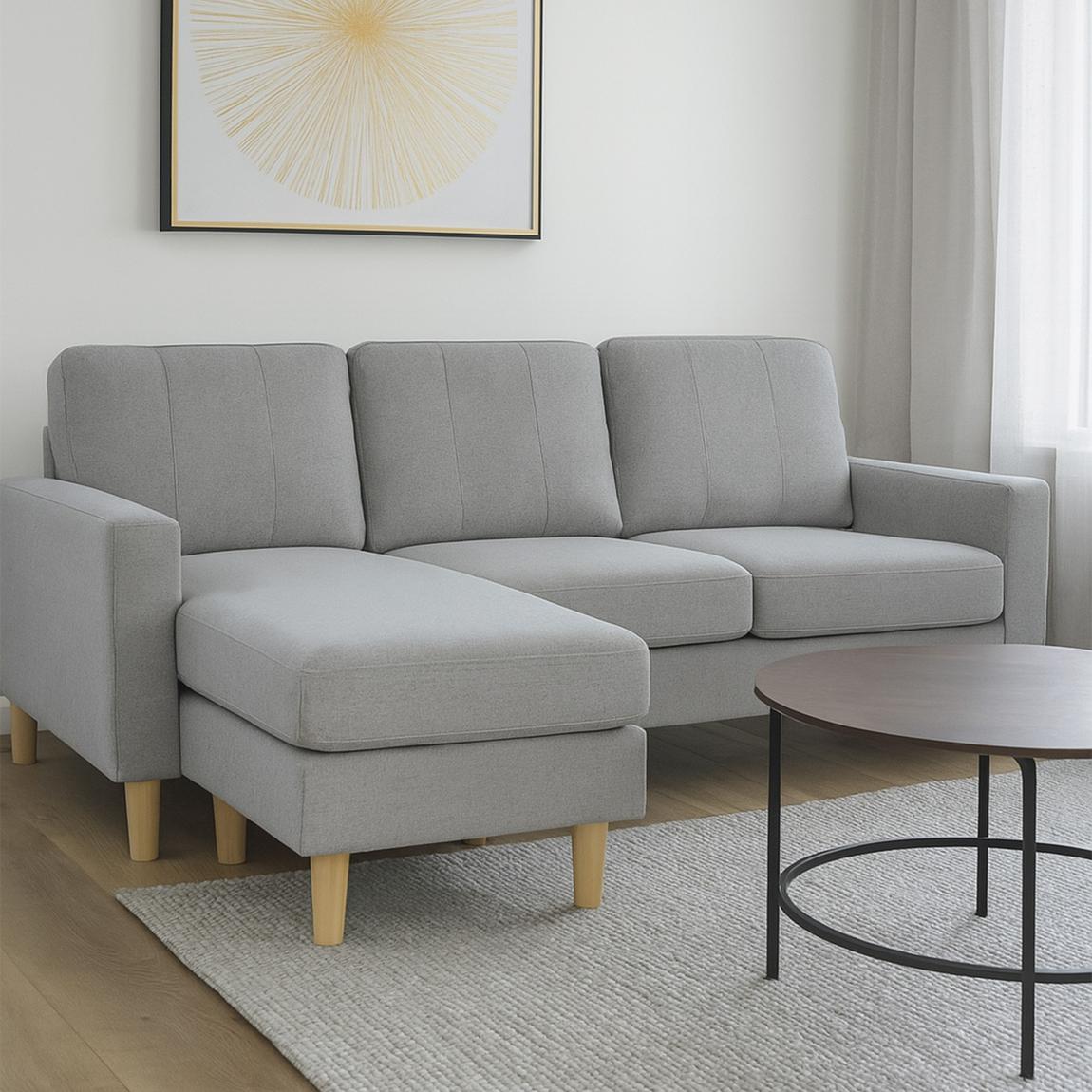 Pad Compact Sofa with Reversible Chaise, Grey main product photo