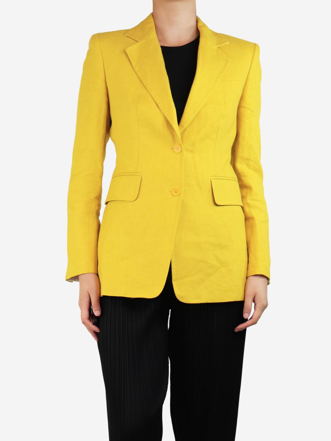 Yellow linen blazer main product photo