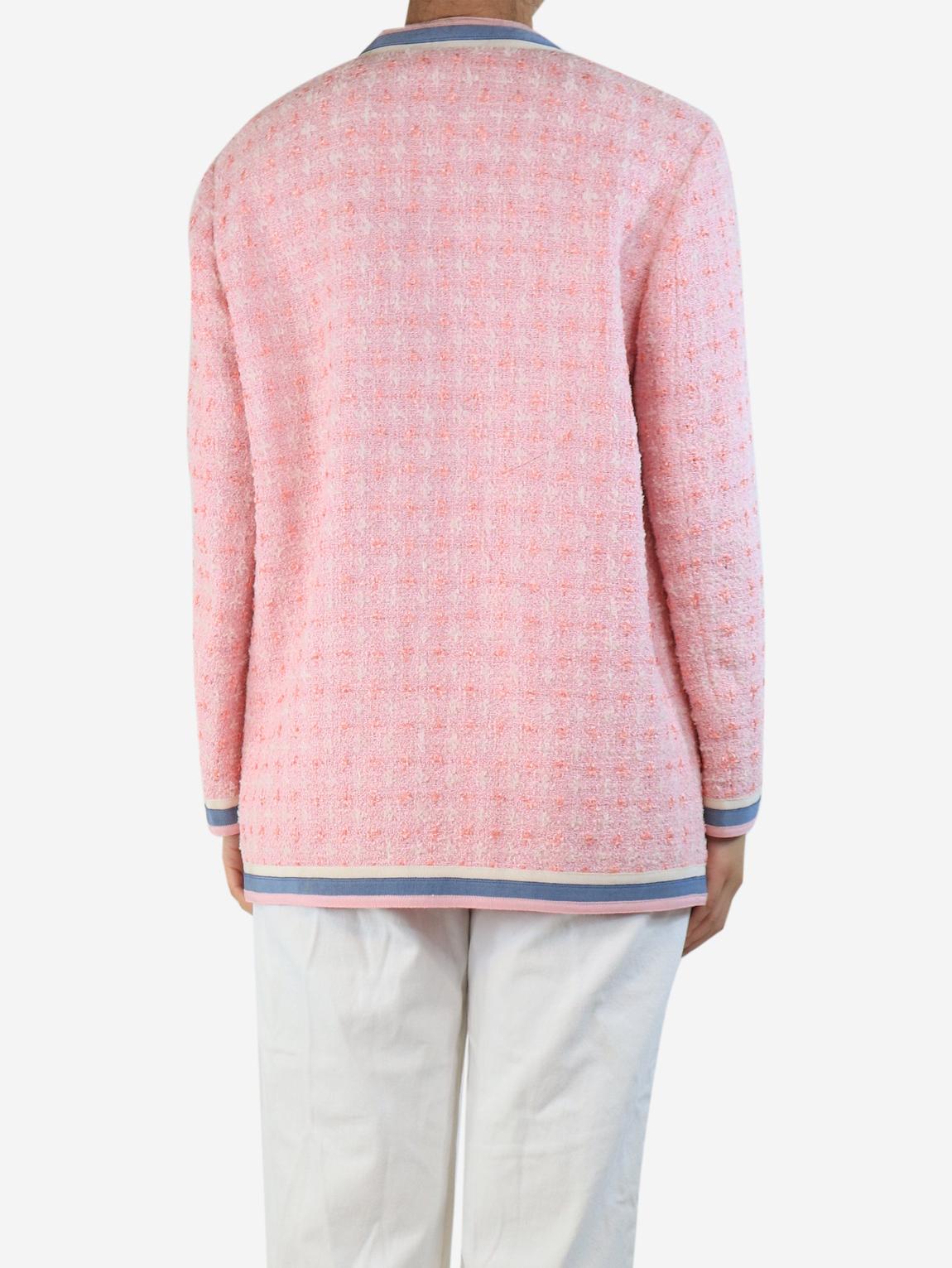 Pink tweed button-front jacket main product photo