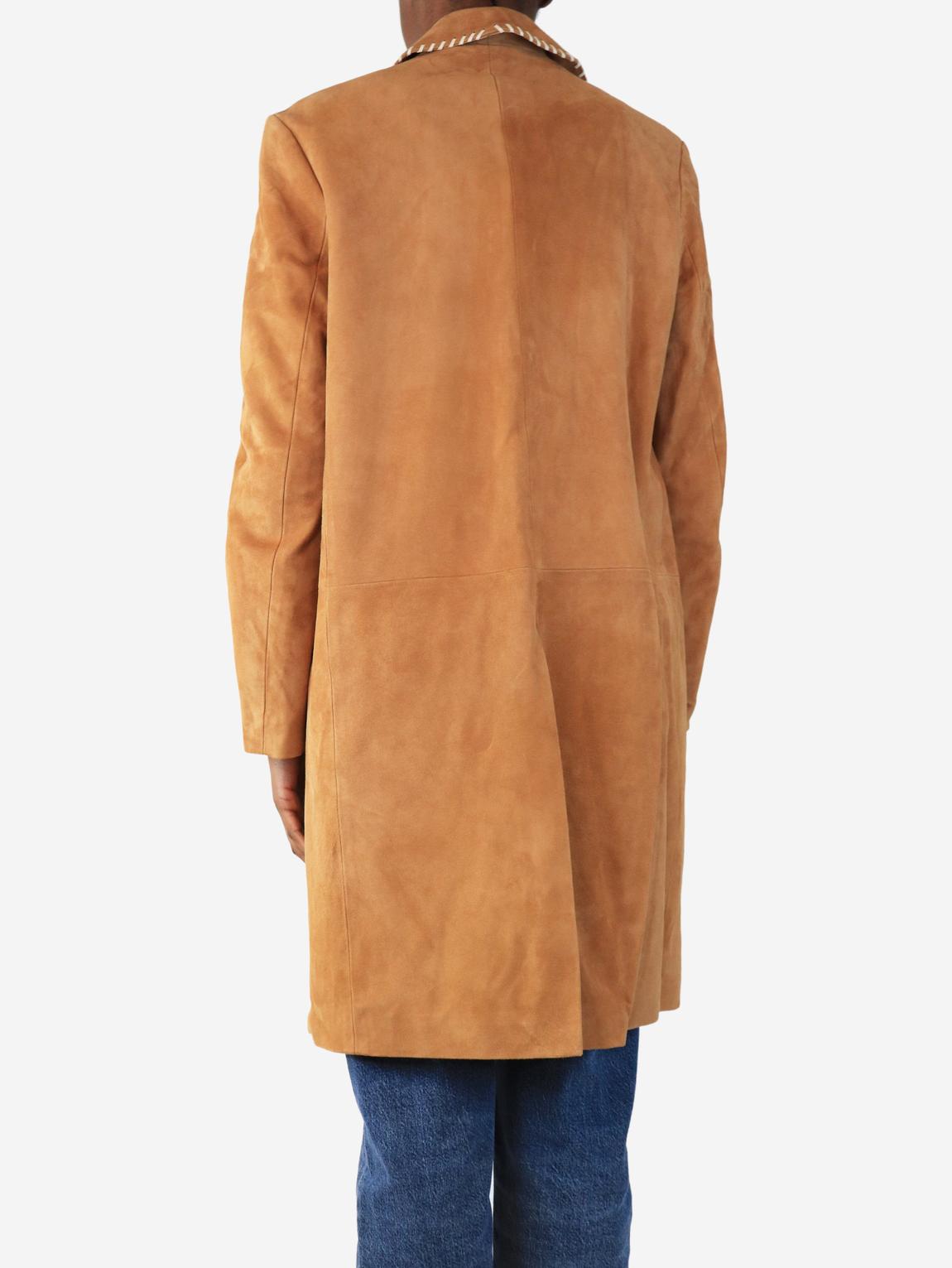 Tan suede coat main product photo