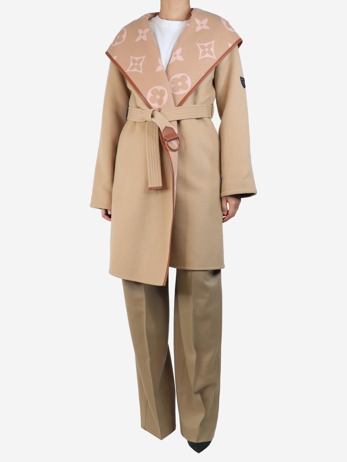 Camel double face wrap coat main product photo