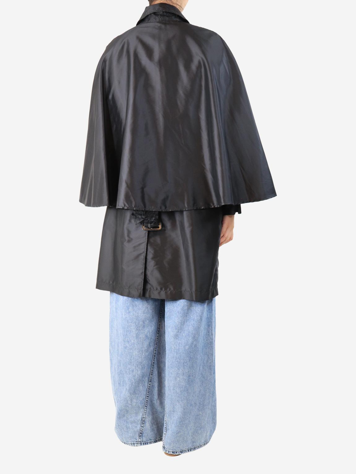 Black belted nylon trench coat main product photo