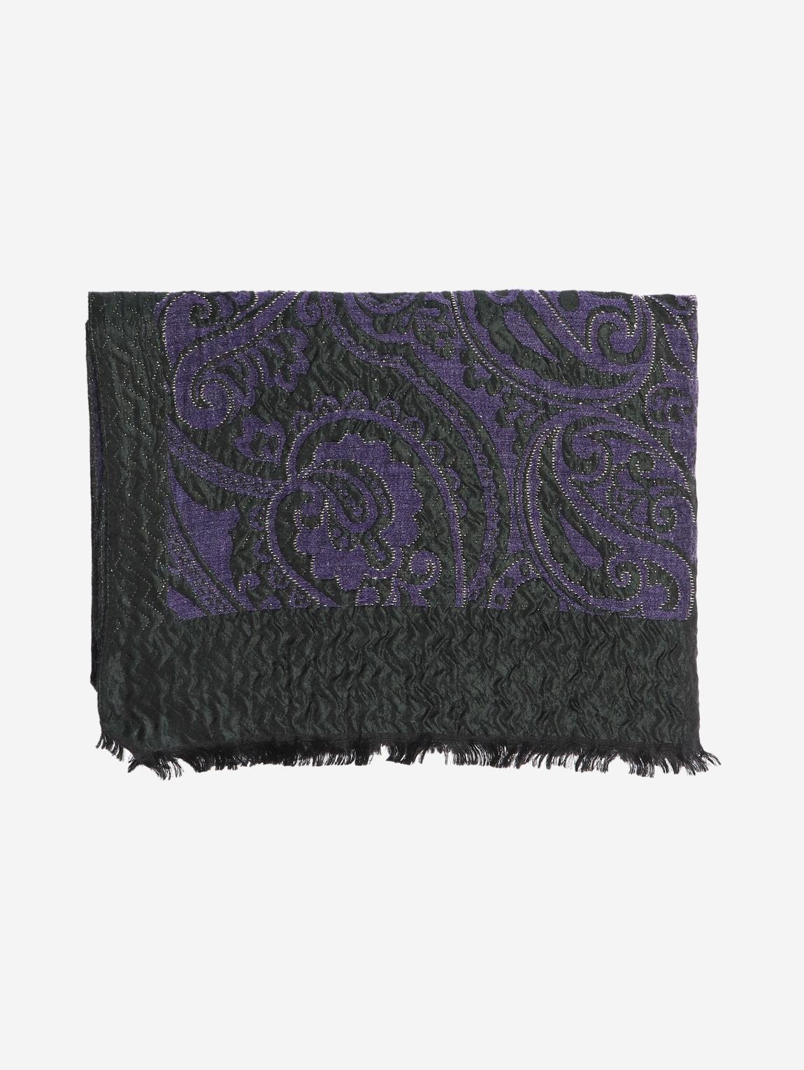 Purple silk-blend paisley embossed shawl main product photo