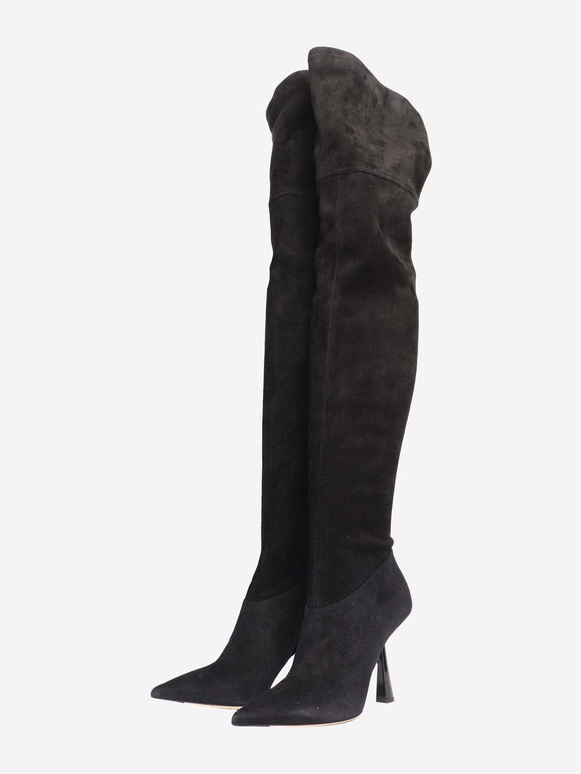 Black suede over-the-knee boots main product photo