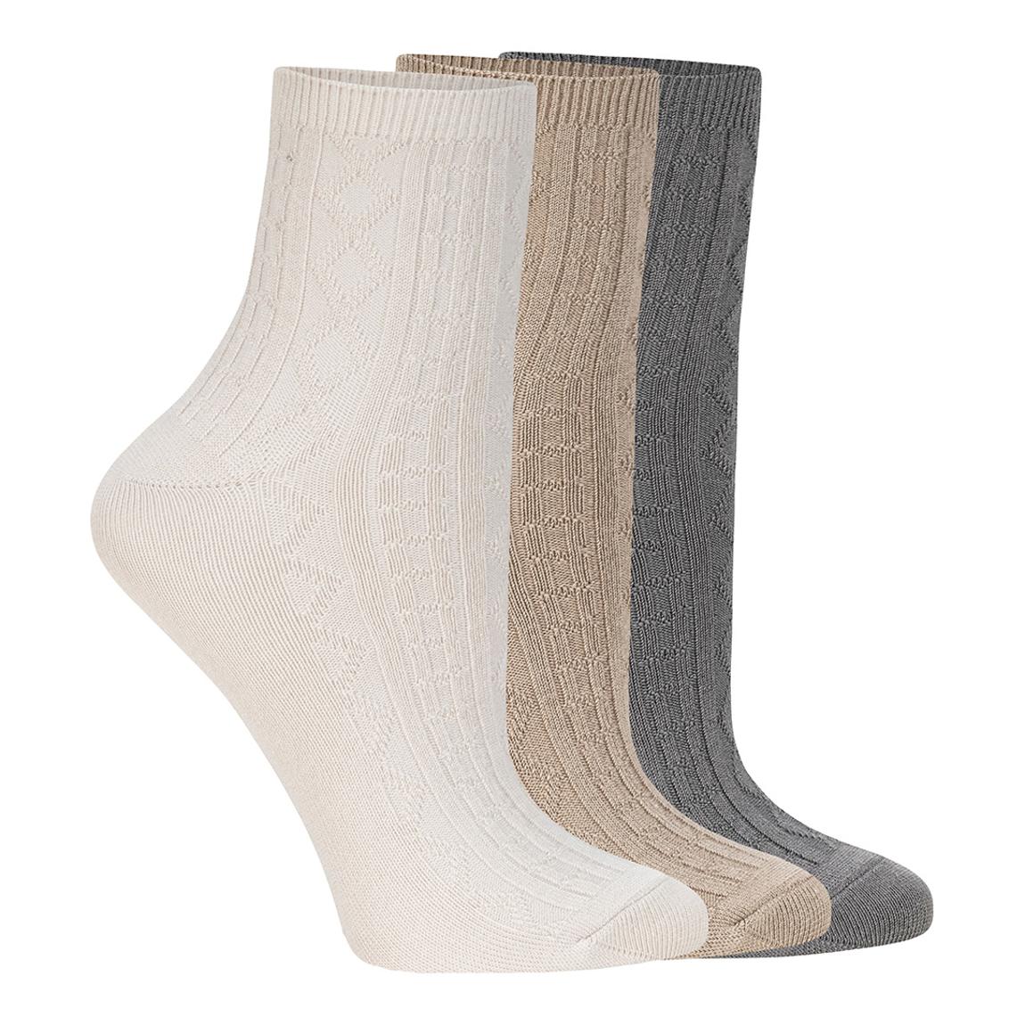 3 Pack Womens Cable Knit Low Rise Socks main product photo