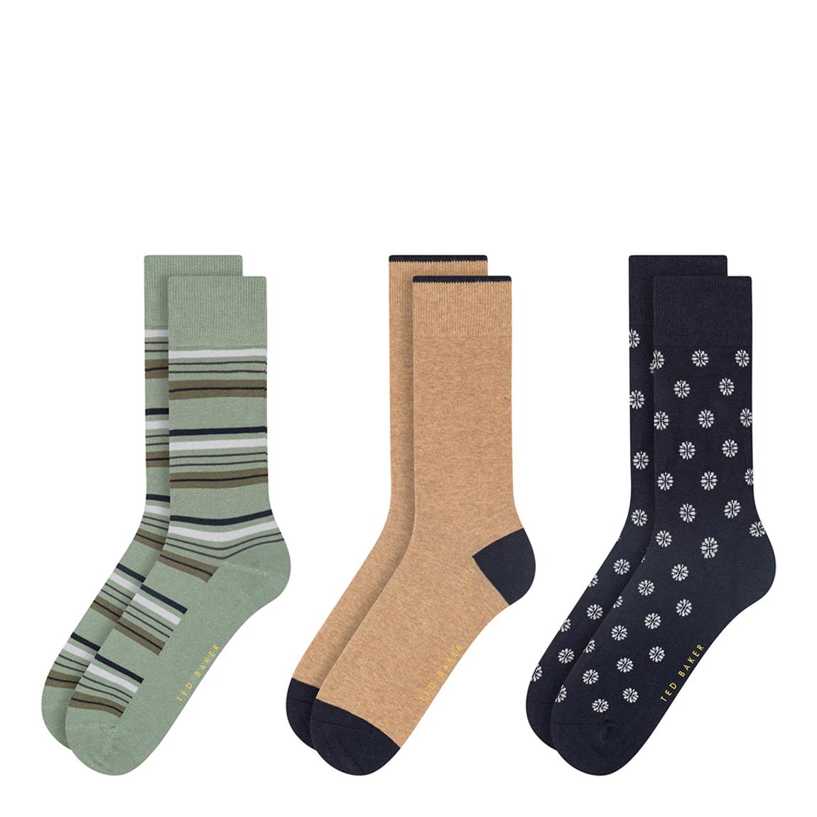 Light Green 3 Pack Mens Non Terry Crew Socks main product photo