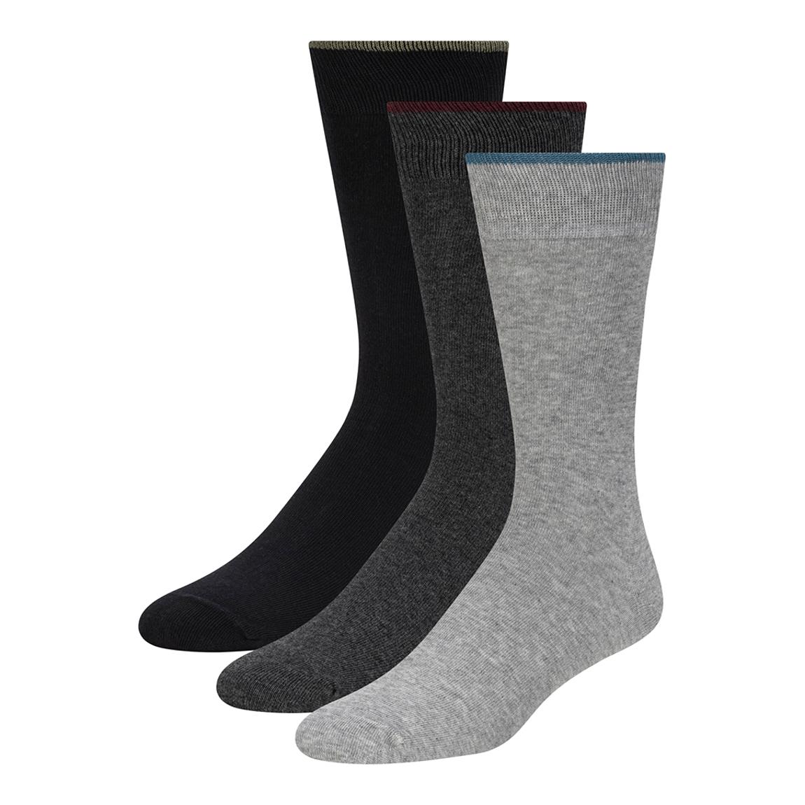 Medium Grey 3 Pack Mens Non Terry Crew Socks main product photo