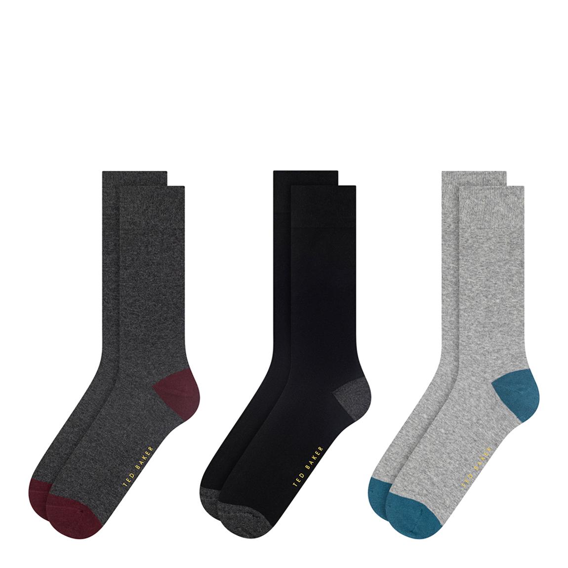 Dark Grey 3 Pack Mens Non Terry Crew Socks main product photo
