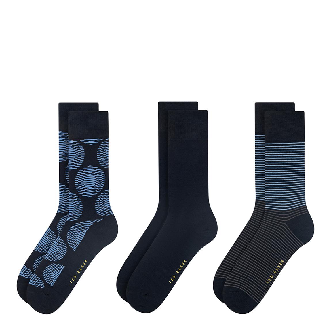 Blue 3 Pack Mens Non Terry Crew Socks main product photo