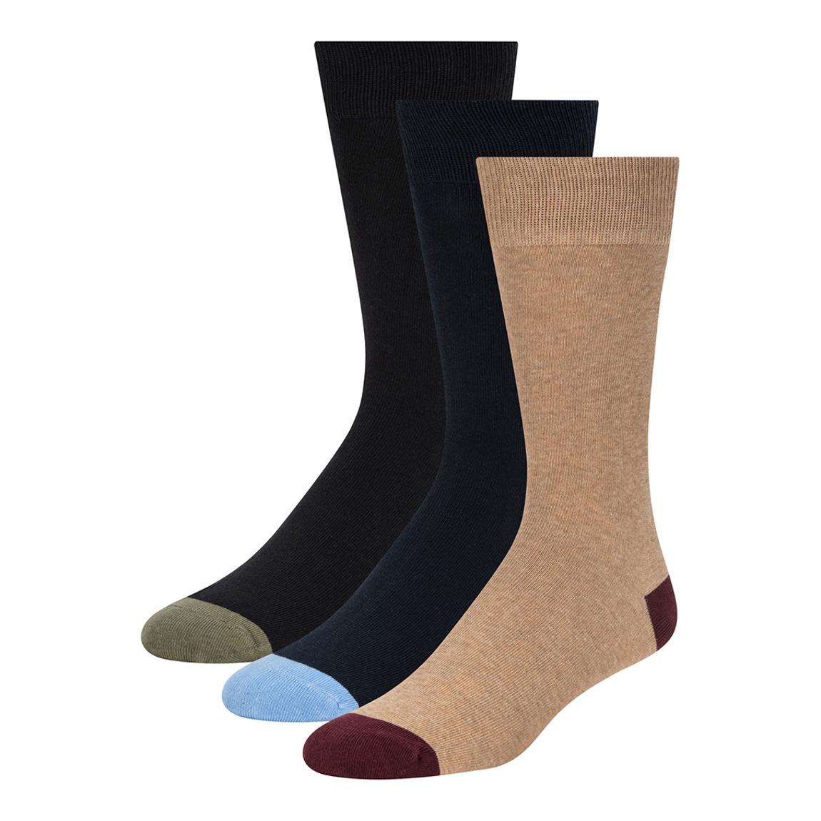 Medium Beige 3 Pack Mens Non Terry Crew Socks main product photo
