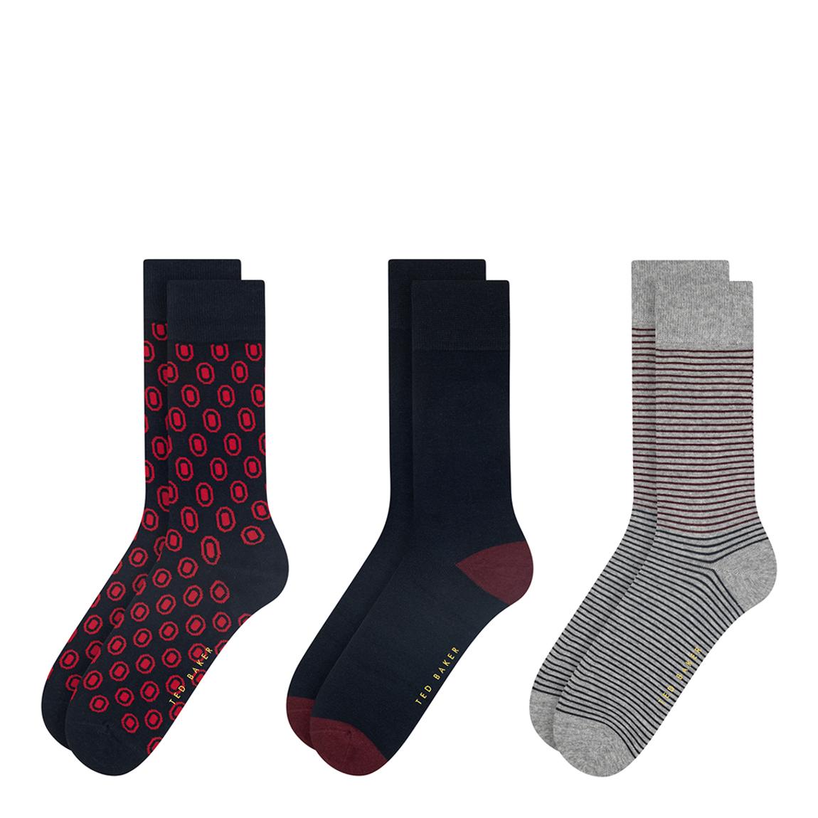 Blue/Red 3 Pack Mens Non Terry Crew Socks main product photo