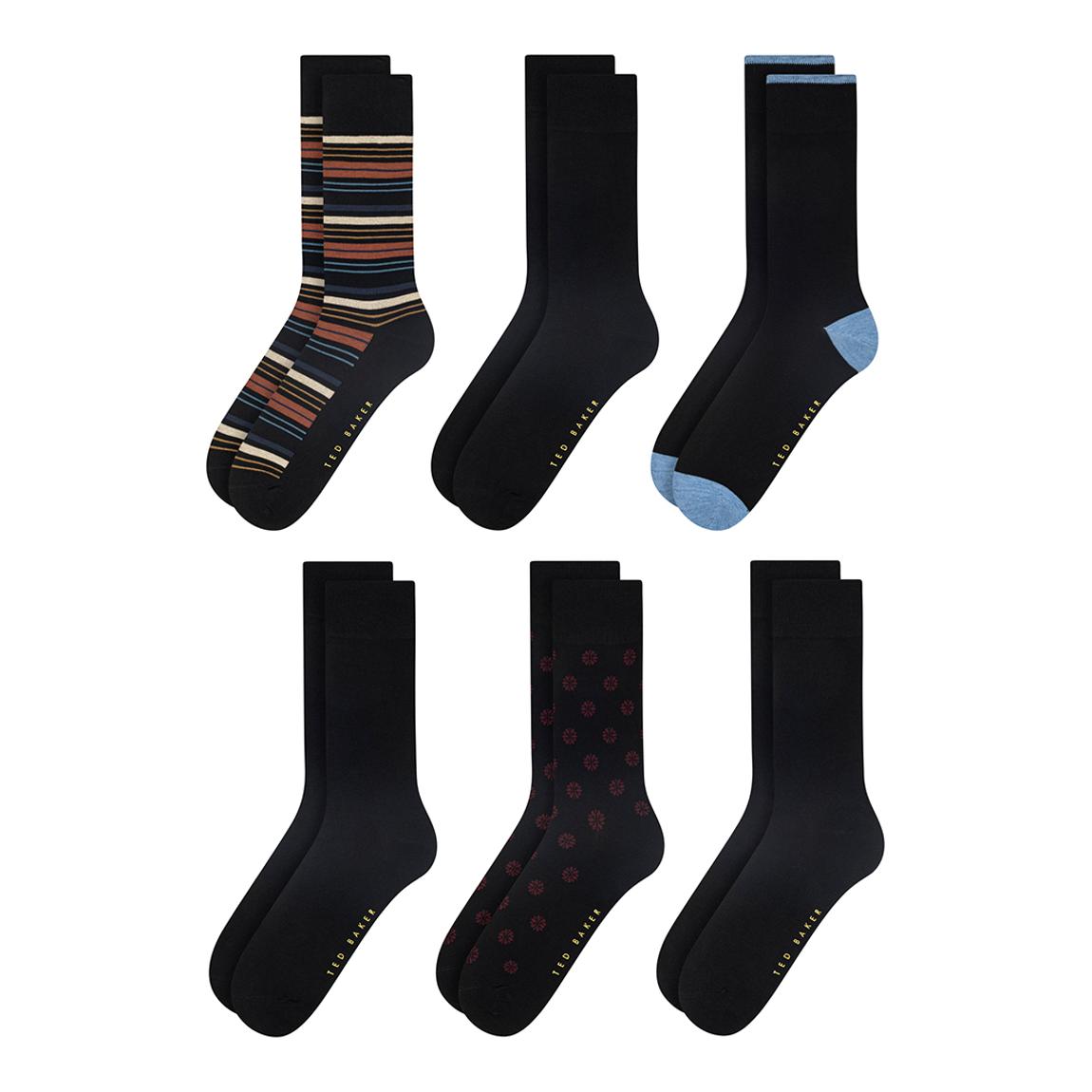 Black 6 Pack Mens Non Terry Crew Socks main product photo