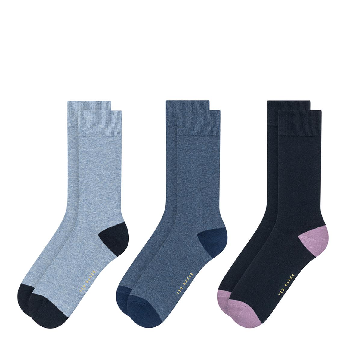 Blue 3 Pack Mens Non Terry Crew Socks main product photo