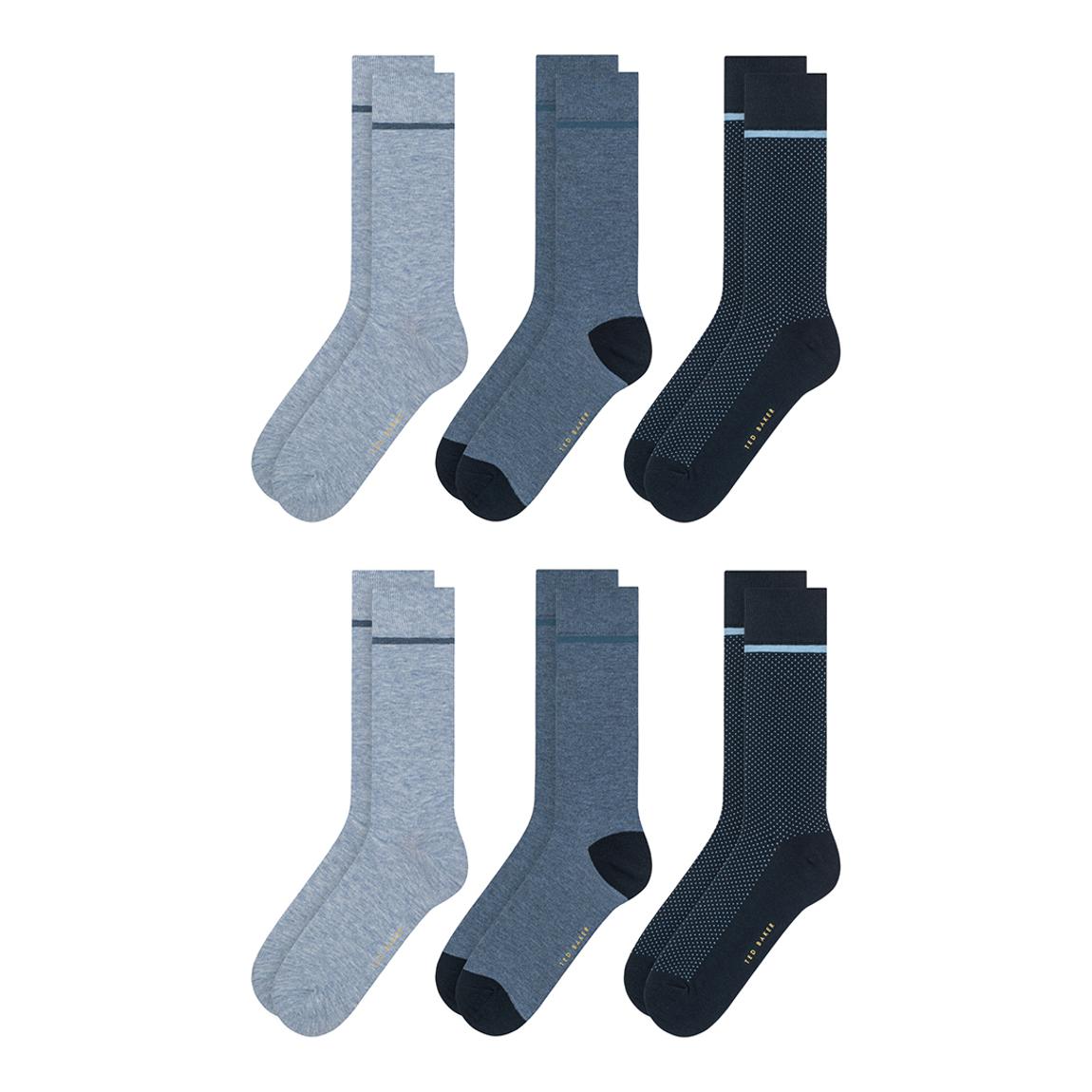 Blue 6 Pack Mens Non Terry Crew Socks main product photo