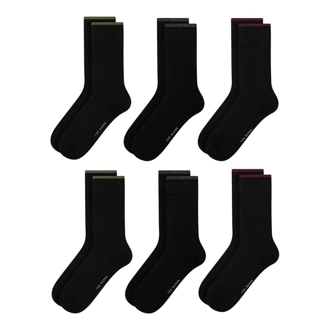 Black 6 Pack Mens Non Terry Crew Socks main product photo