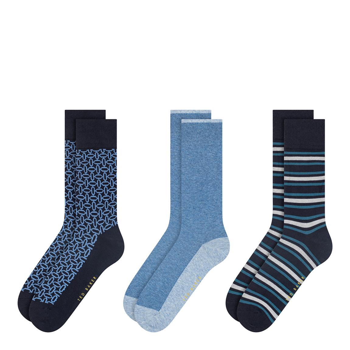 Blue 3 Pack Mens Non Terry Crew Socks main product photo