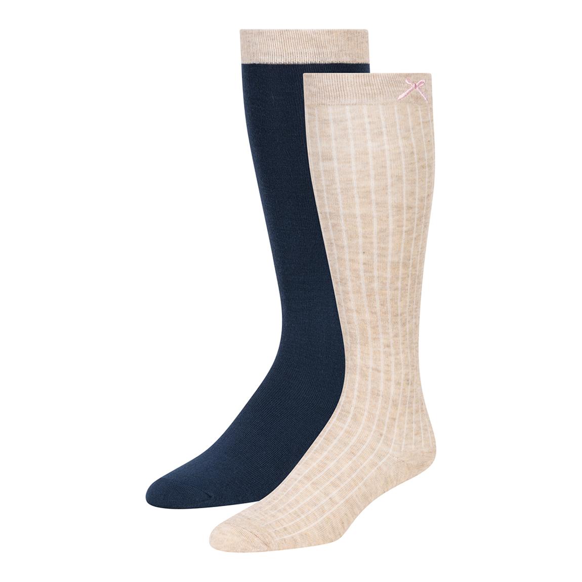 Light Beige 2 Pack Womens Non Terry Knee High Socks main product photo