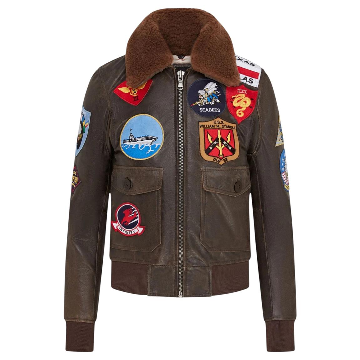 Womens Brown A2 Top Gun Leather Bomber Jacket-Sunbury main product photo