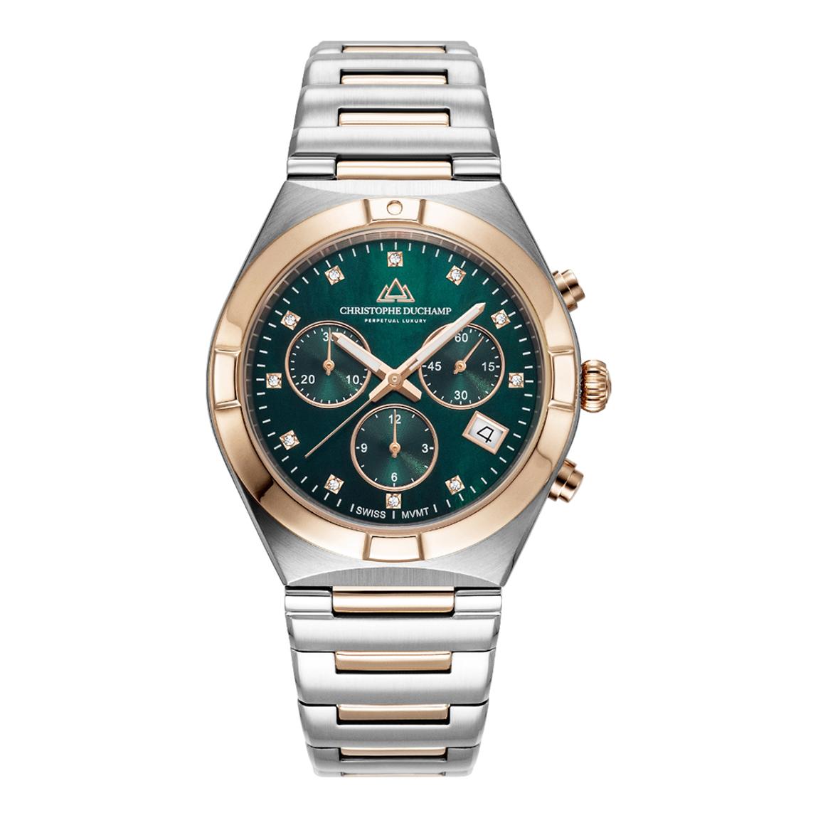 Women's Silver & Rose Gold Green Dial D'Orsay Watch 38mm main product photo