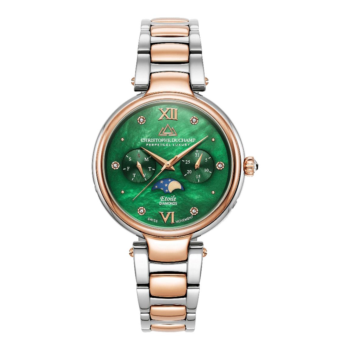 Women's Silver & Rose Gold, Green Mother Of Pearl Dial Etoile Watch 36mm main product photo