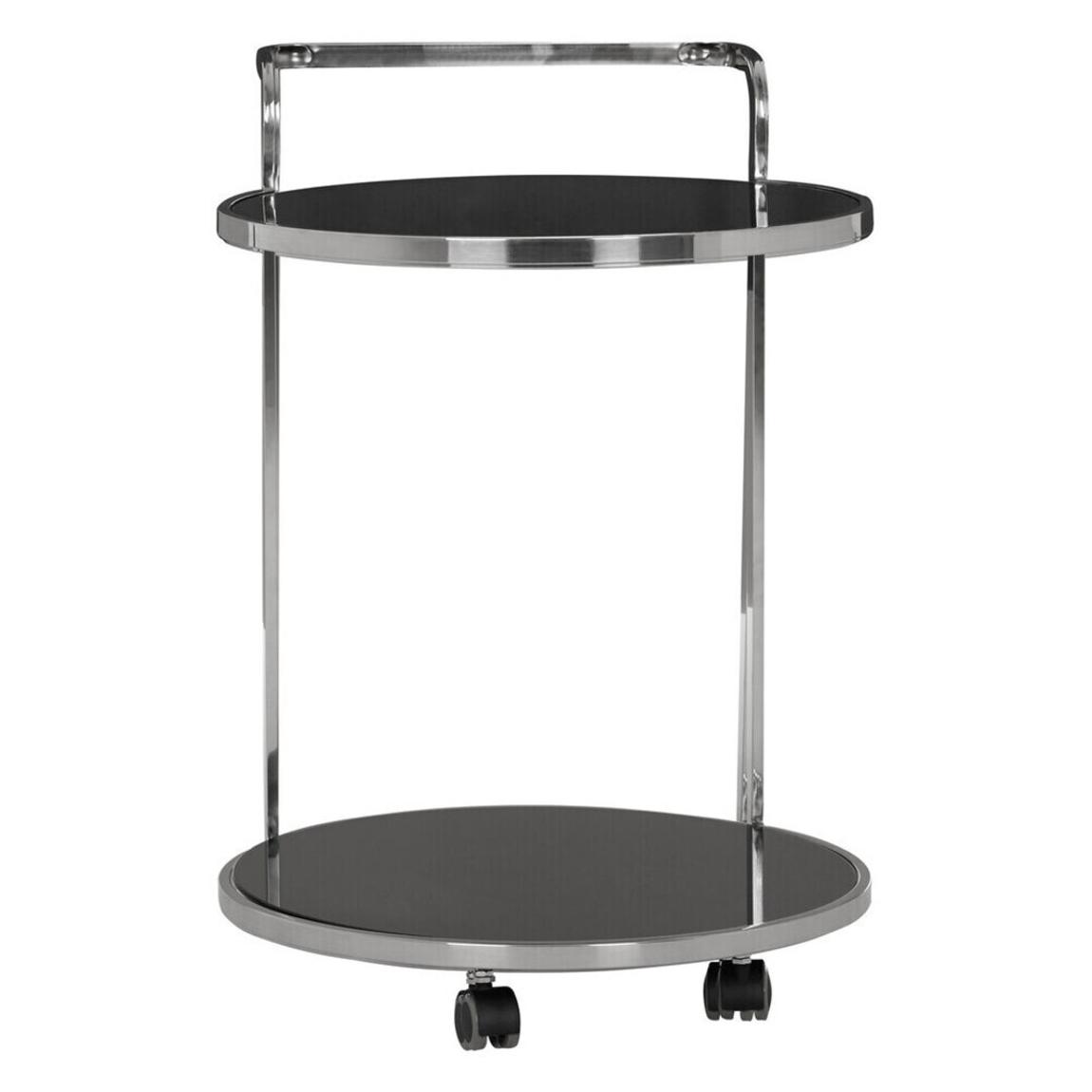 Ackley 2 Tier Silver Drinks Trolley with Black Glass main product photo