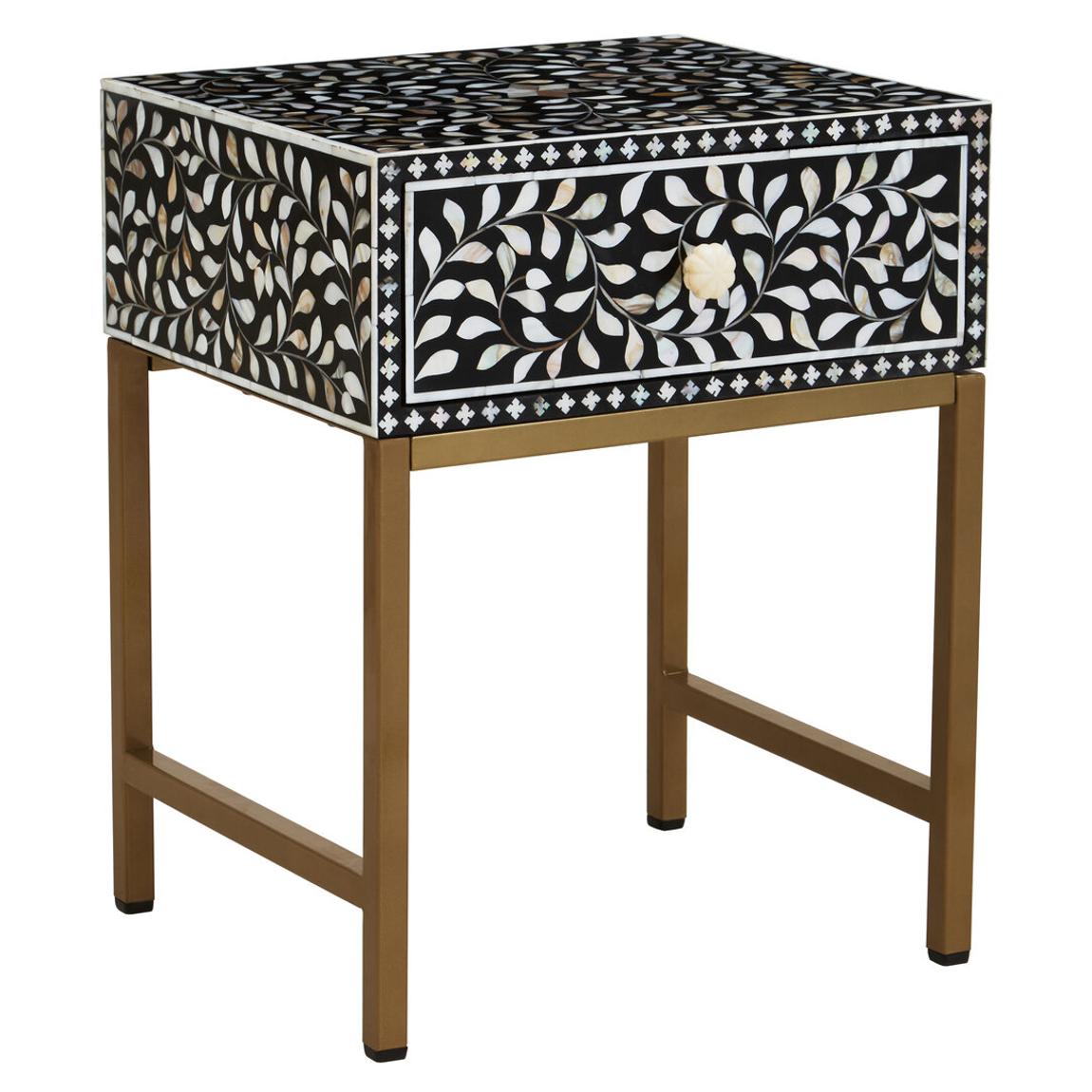 Fusion 1 Drawer Side Table with Bone Inlay main product photo