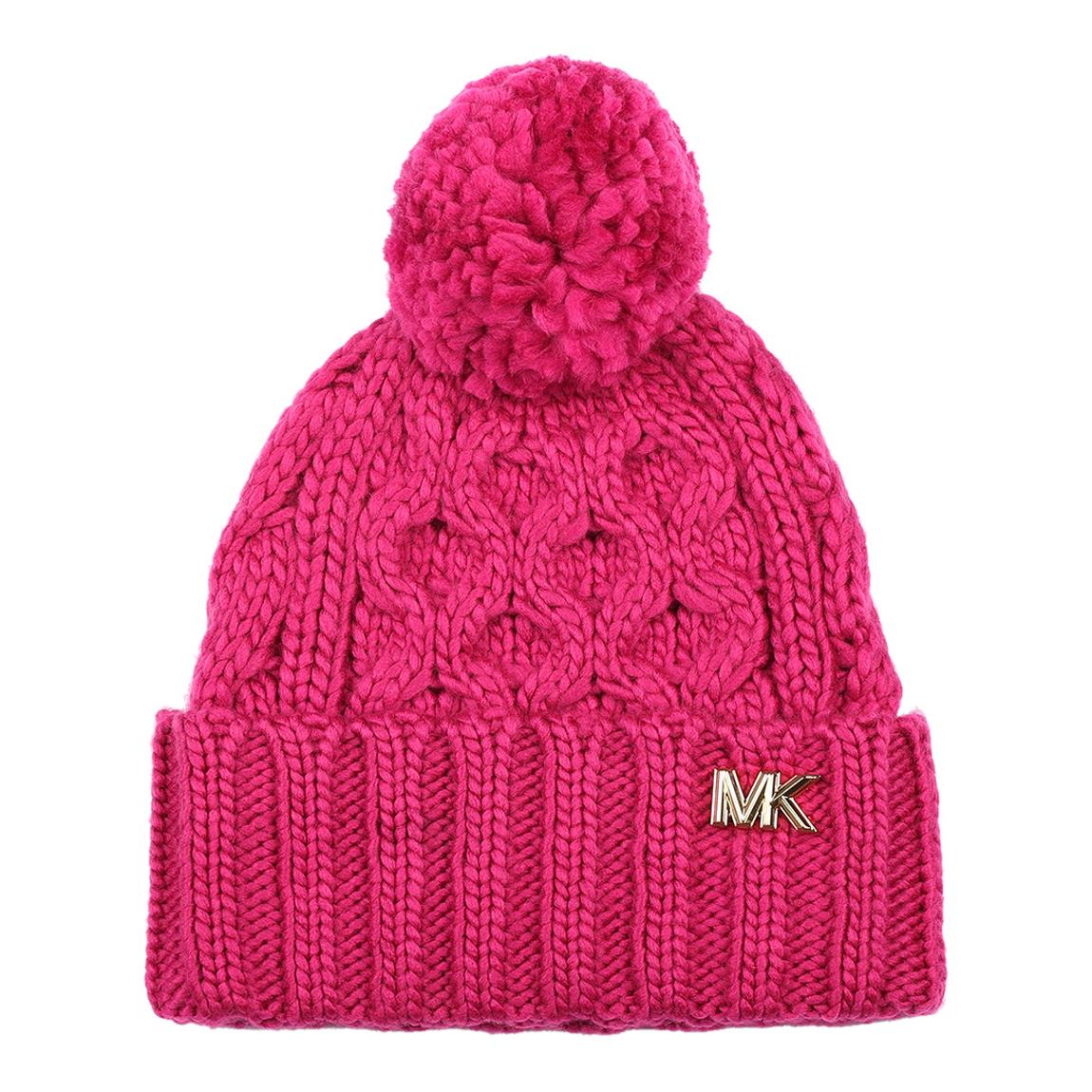 Pink Michael Kors Honeycomb Cable Cuff Pom-Pom Hat main product photo