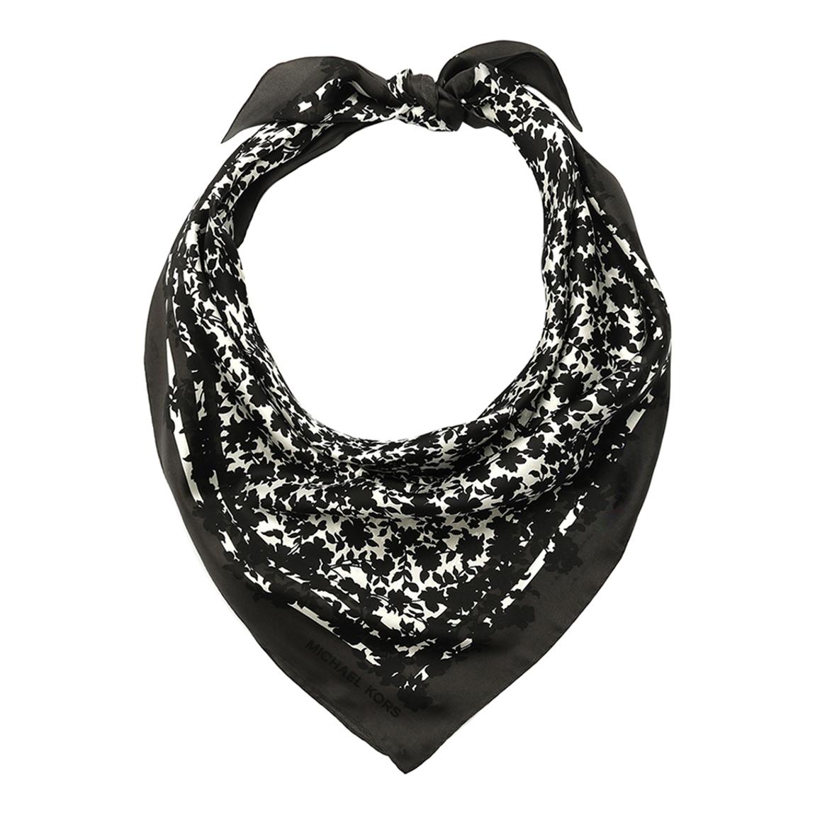 Black Michael Kors Overgrown Floral Silk Square Scarf main product photo