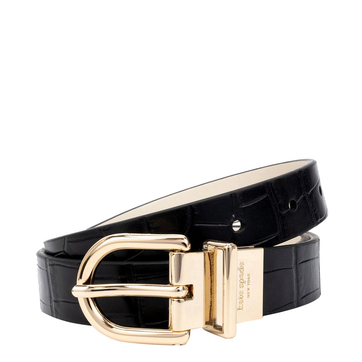 Black Kate Spade Reversible Croco / Smooth Belt 25mm main product photo