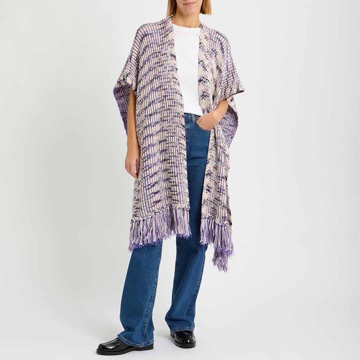 Light Grey Multi Mix Oversized Poncho main product photo