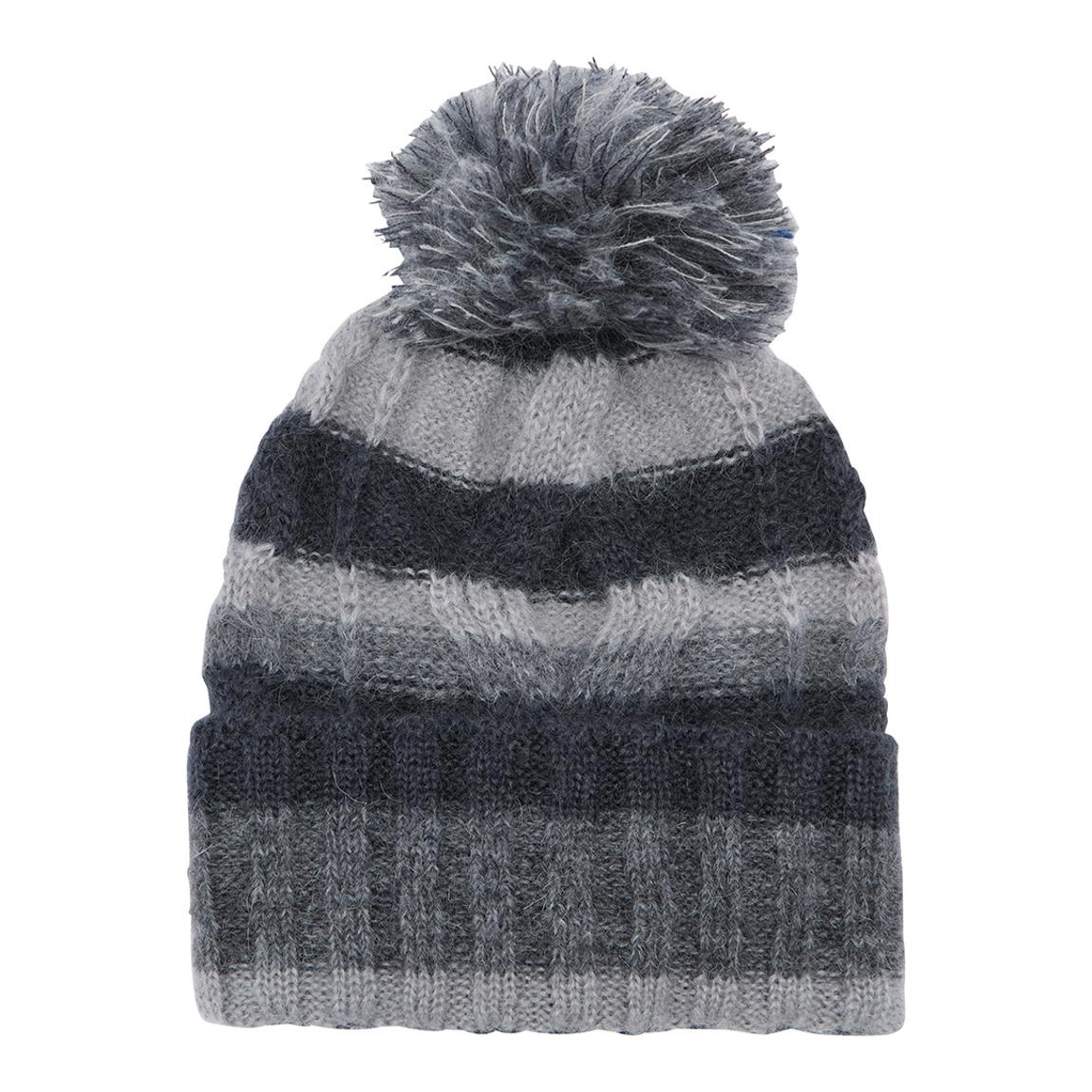 Grey Stripe Bobble Beanie Hat main product photo