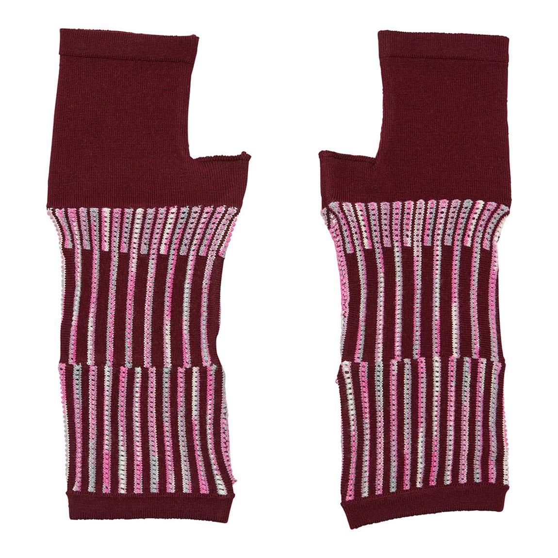 Burgundy Striped Fingerless Gloves main product photo