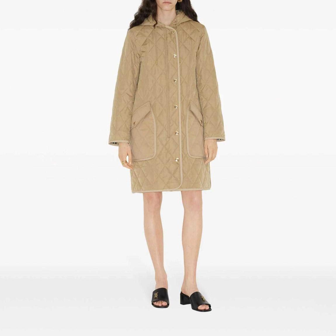 Beige Quilted Parka Coat main product photo