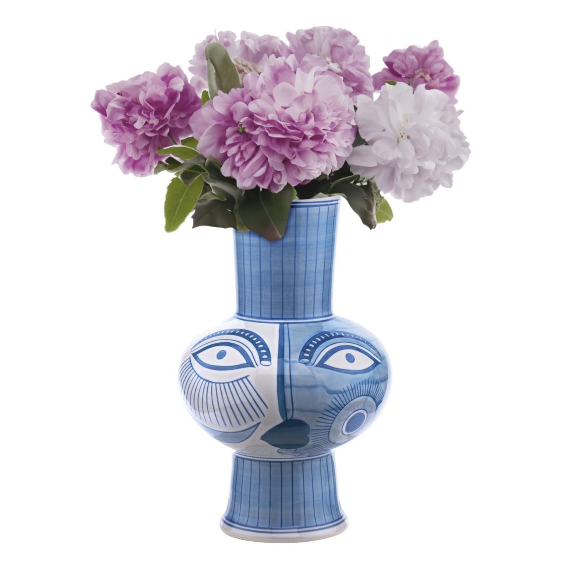 Picasso Ceramic Blue & White Vase With Face Print main product photo