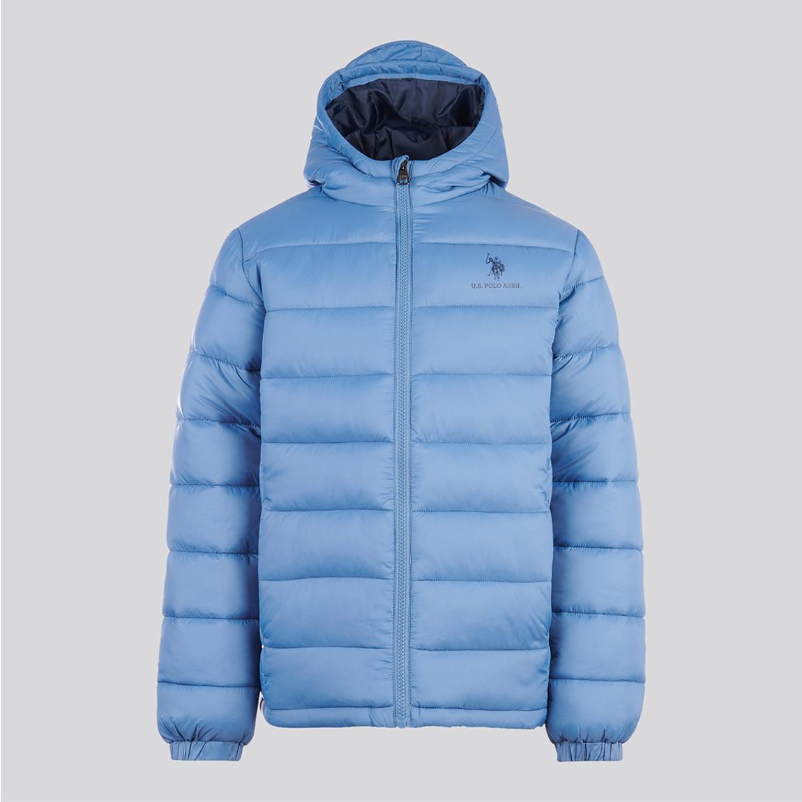 Boy's Blue Hooded Quilt Jacket main product photo