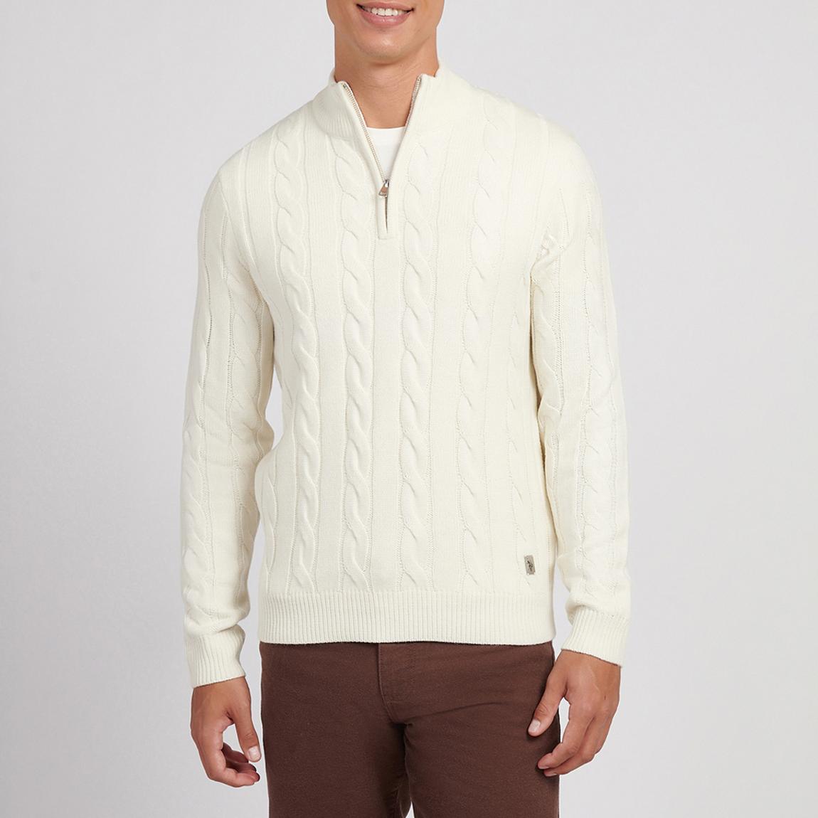 Off White Cable Knit 1/4 Zip Jumper main product photo