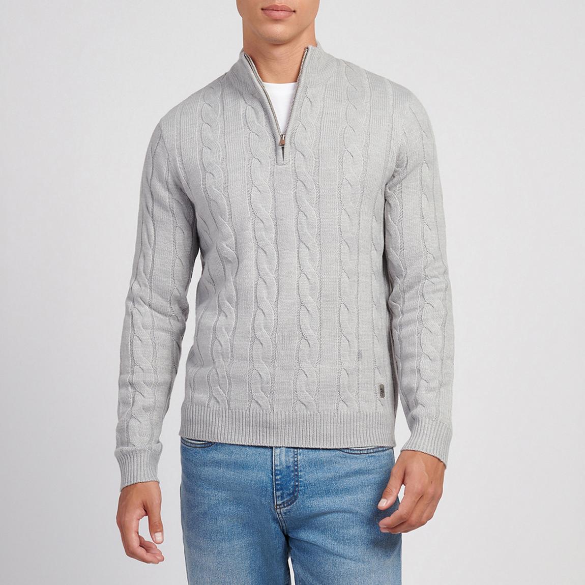 Grey Cable Knit 1/4 Zip Jumper main product photo