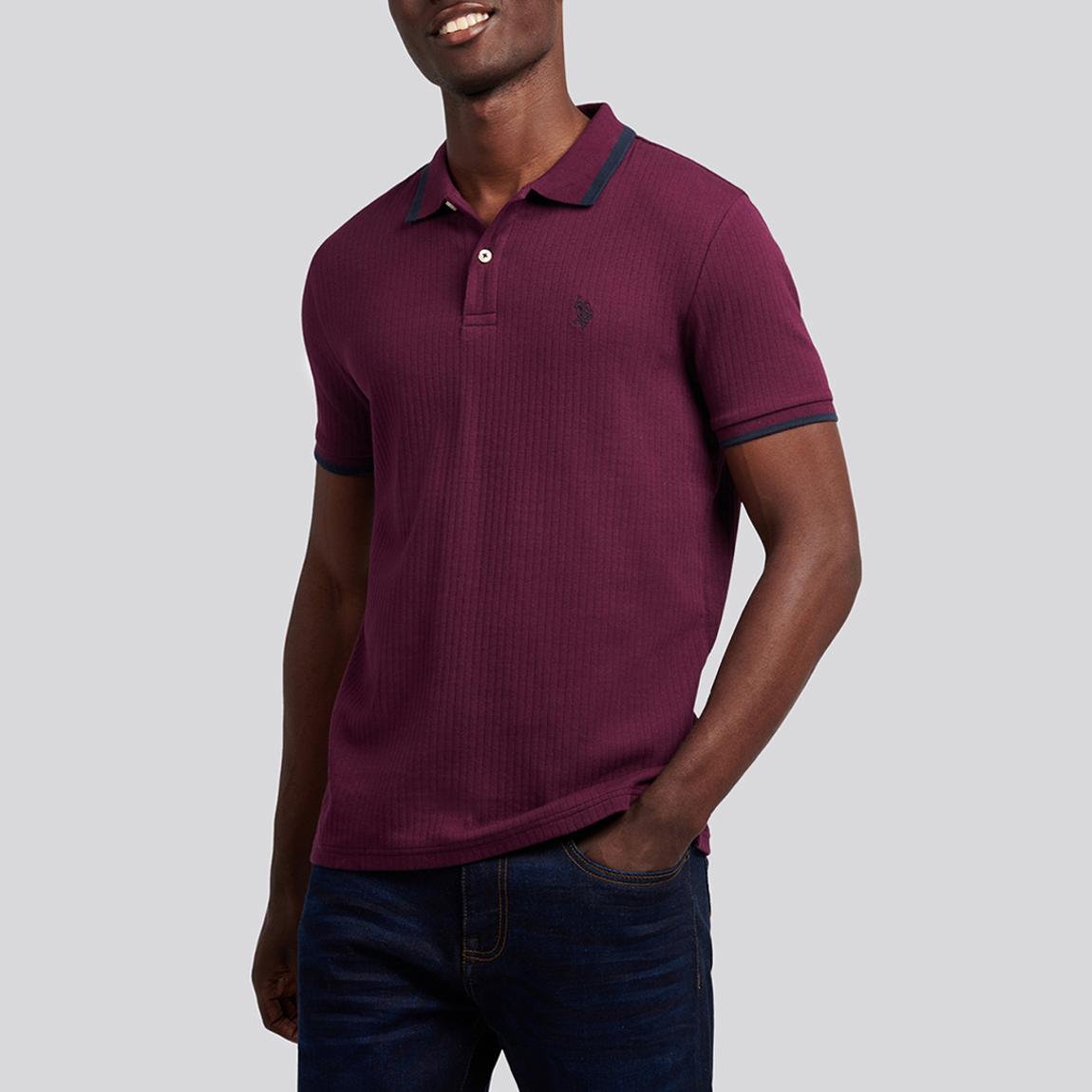Burgundy Rib Textured Polo Shirt main product photo