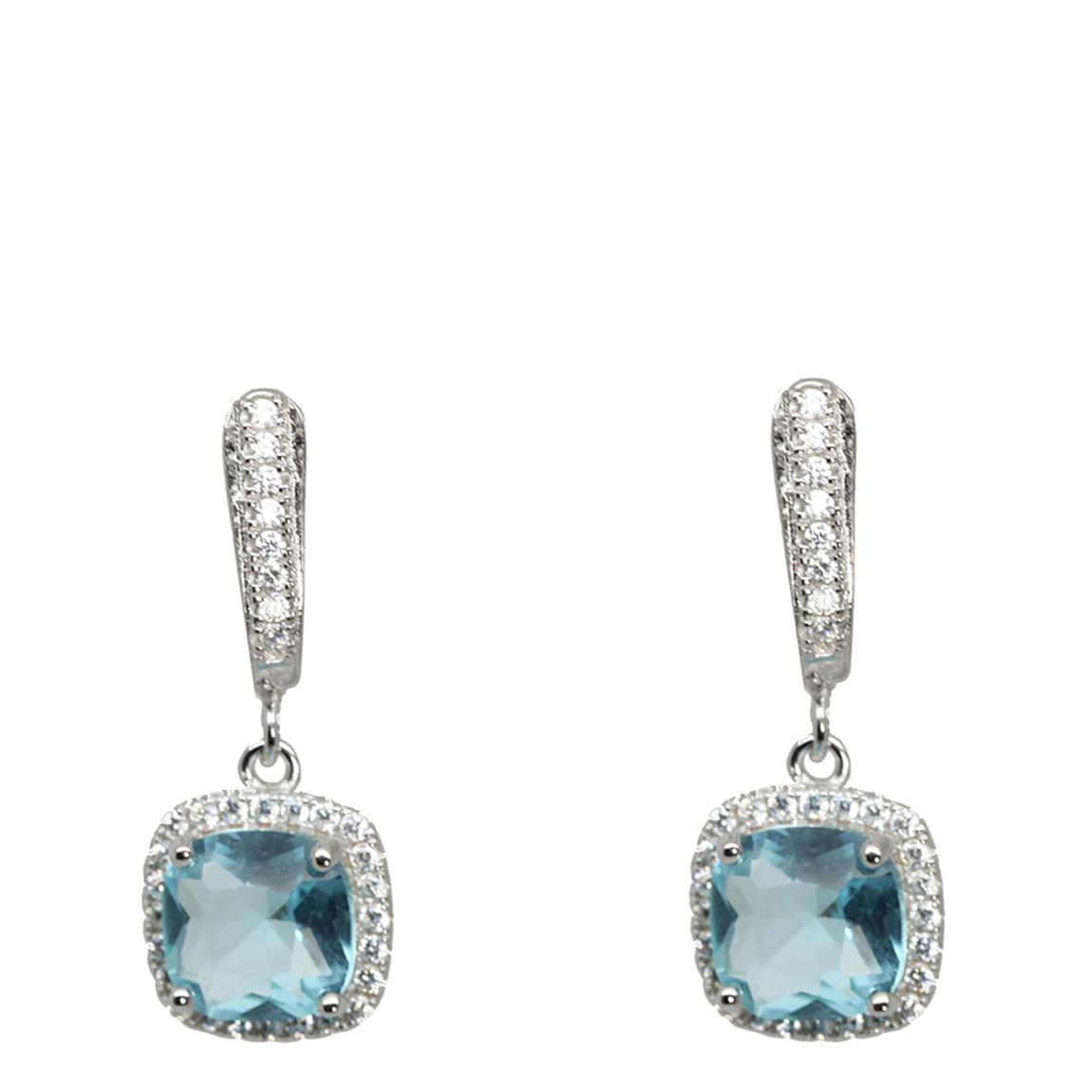 Light Blue Topaz & Clear Cubic Zirconia Square Earring main product photo