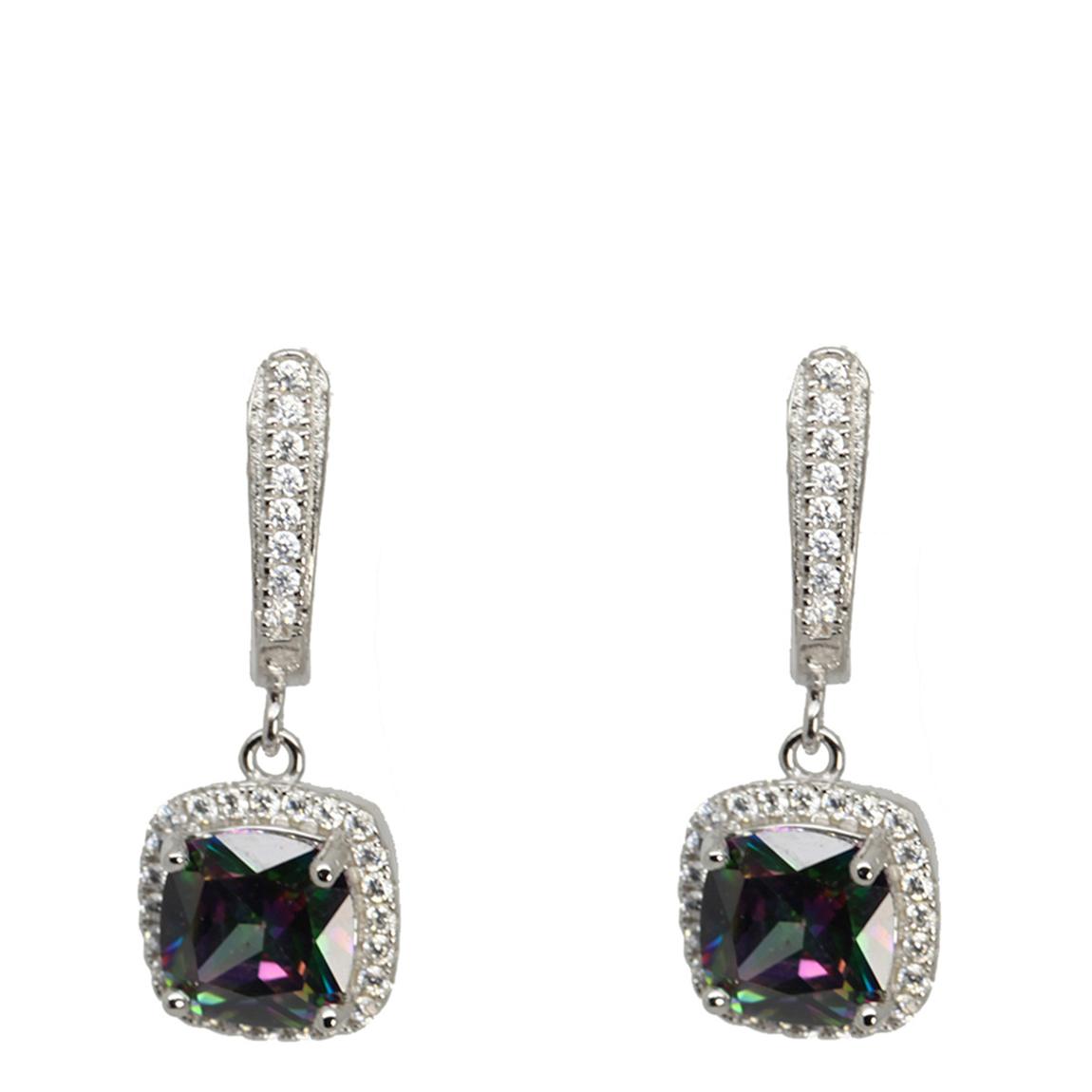 Tourmaline & Clear Cubic Zirconia Square Earring main product photo