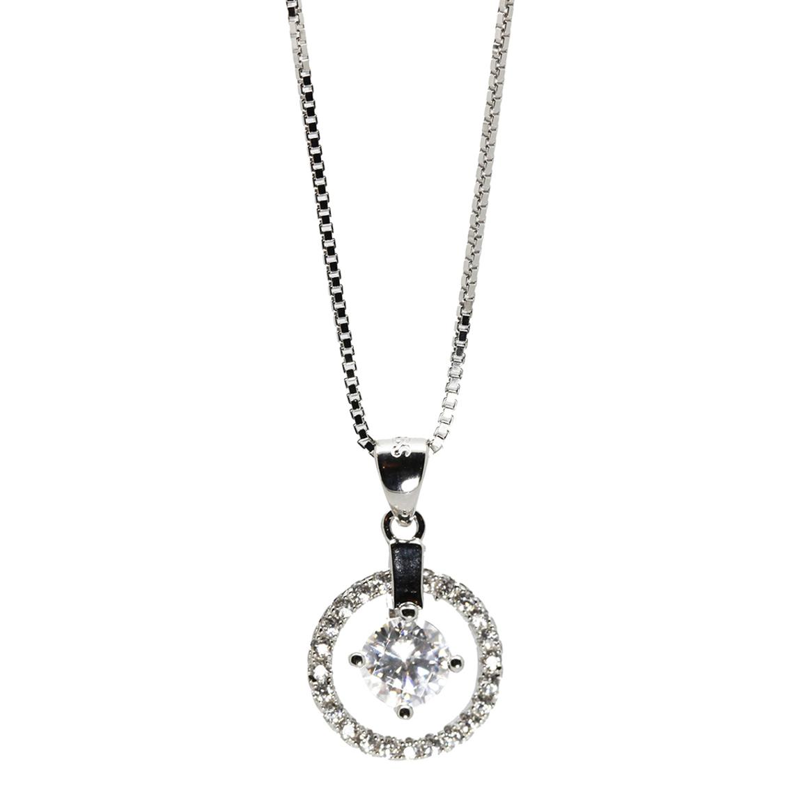 Clear Cubic Zirconia Circle Drop & Bar Pendant main product photo