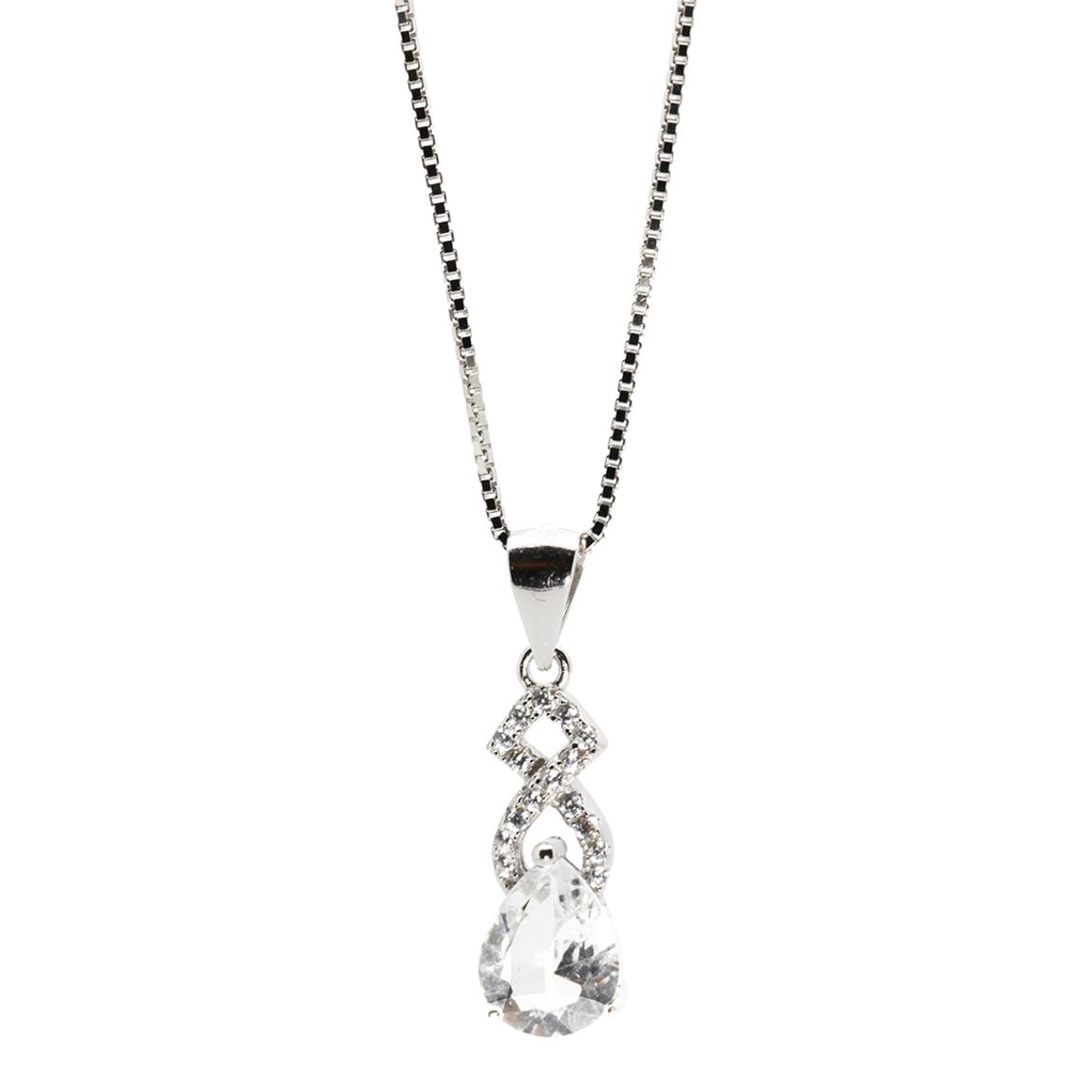 Clear Cubic Zirconia Long Pear Shape Pendant main product photo