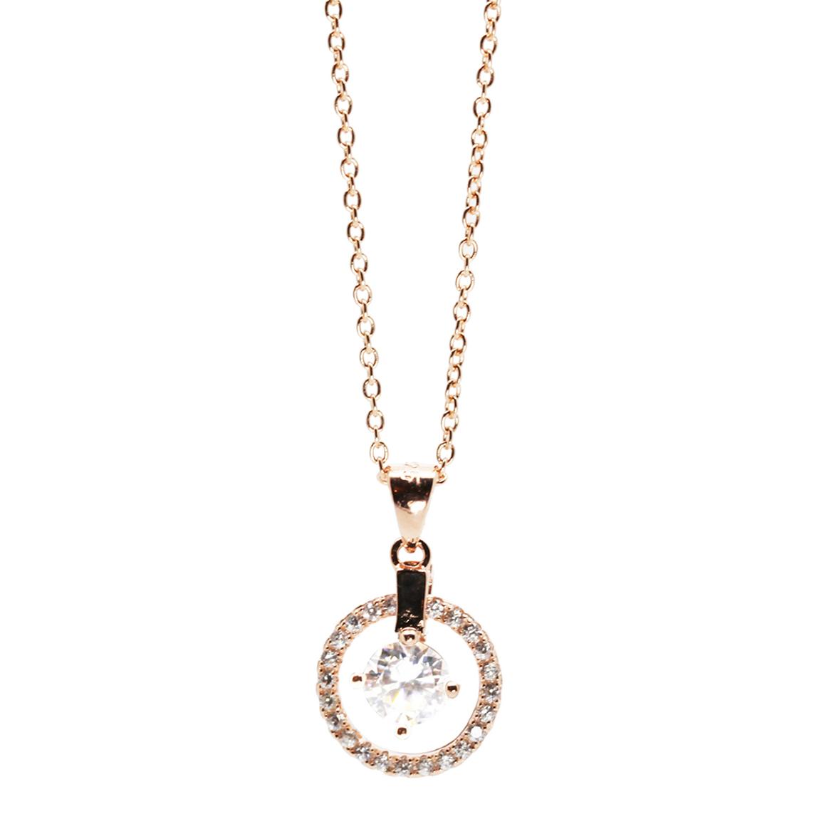Clear Cubic Zirconia Circle Drop & Bar Pendant main product photo