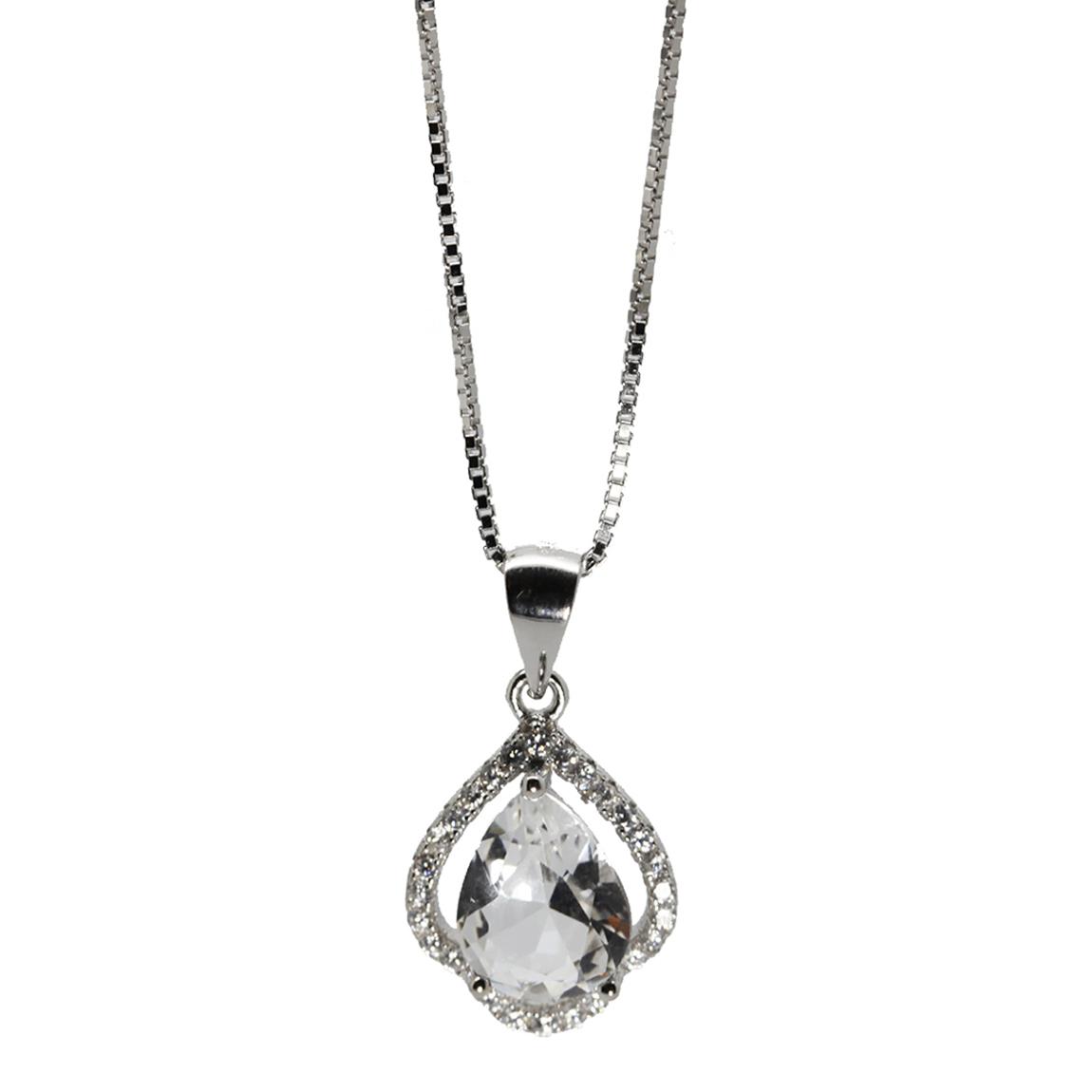 Clear Cubic Zirconia Large Pear Shape Pendant main product photo
