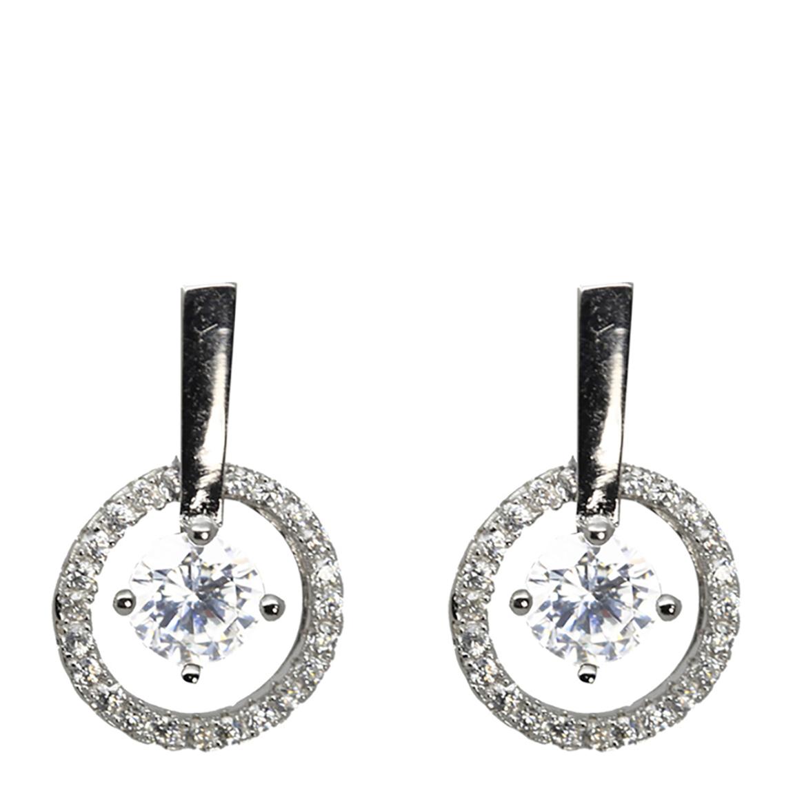 Clear Cubic Zirconia Circle Drop & Bar Earring main product photo