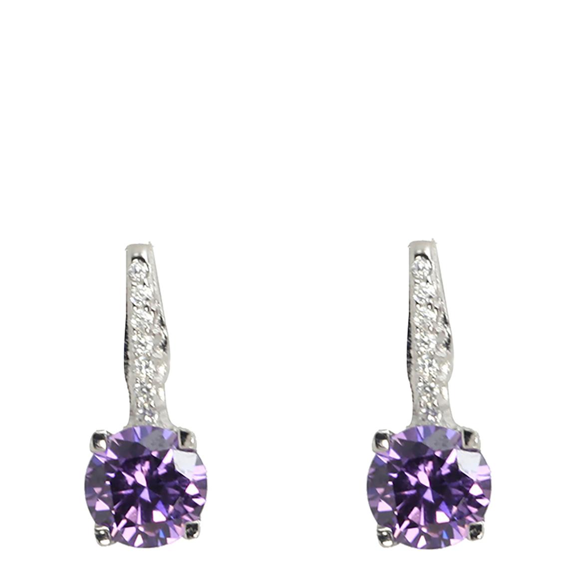 Amethyst & Clear Cubic Zirconia Elegant Earring main product photo