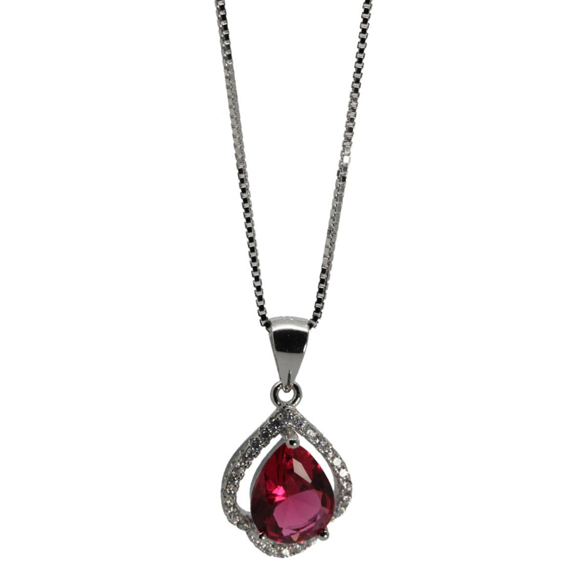 Ruby Red & Clear Cubic Zirconia Large Pear Shape Pendant main product photo