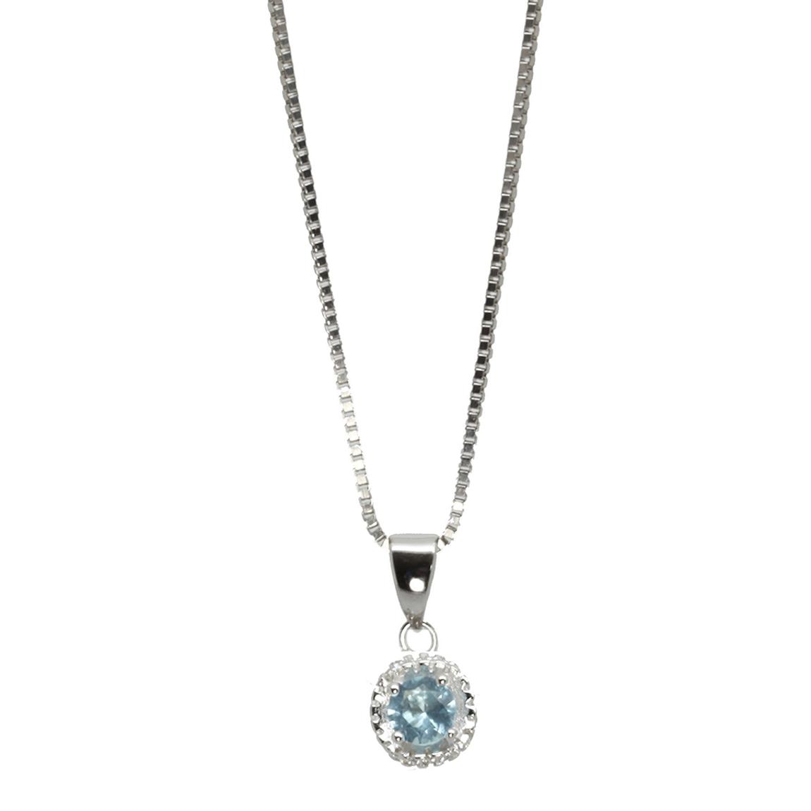 Blue Topaz & Clear Cubic Zirconia Classic Round Pendant main product photo