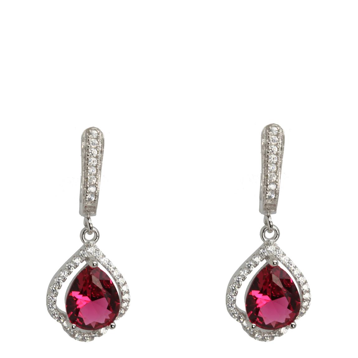 Ruby Red & Clear Cubic Zirconia Large Pear Shape Earrings main product photo